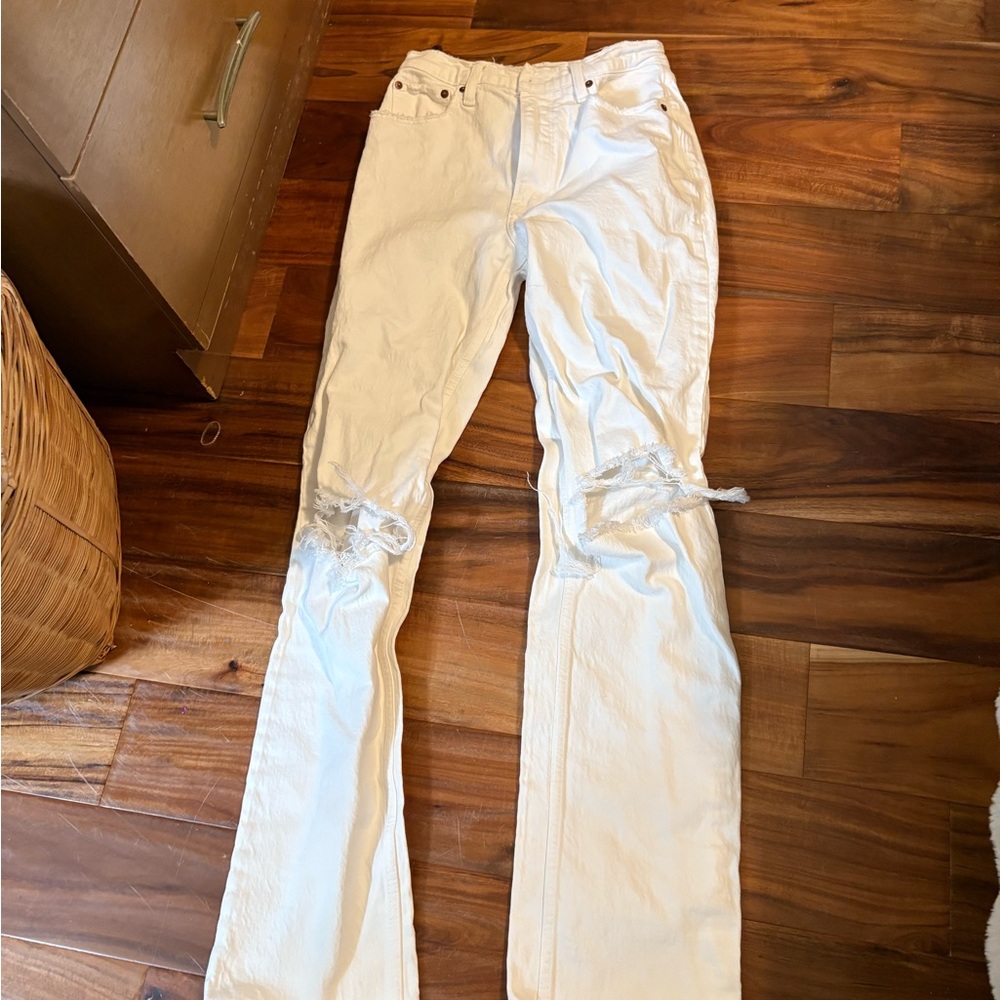 Abercrombie & Fitch white 90s Straight Leg Jeans high rise 0 25 L